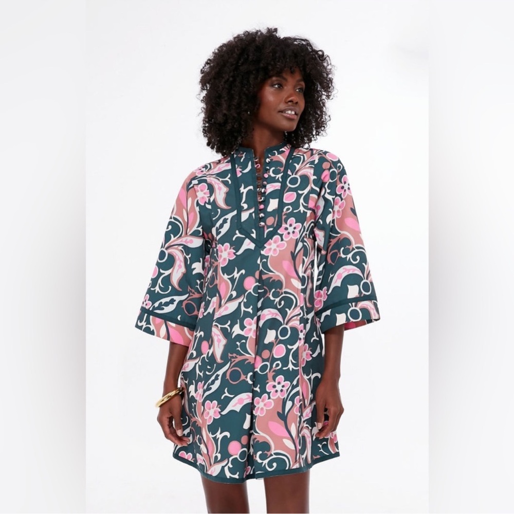 Tuckernuck Pink and Teal Printed A-Line Mini Dress - Picture 2 of 9